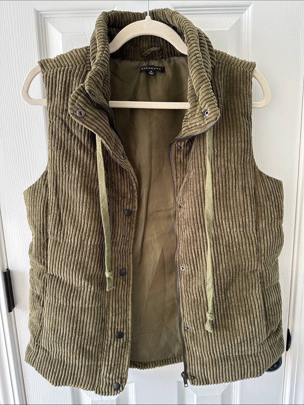 Staccato Olive Green Corduroy Puffer Vest